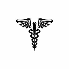 Caduceus logo design vector illustration. Health logo