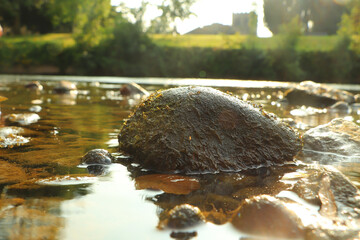 The River Eden running through Appleby-in-Westmoreland on a glorious summer's day