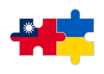 puzzle pieces of taiwan and ukraine flags. vector illustration isolated on white background