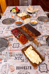 Breakfast, antipasti,  served on a table