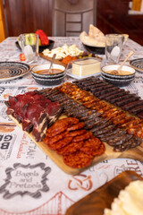 Breakfast, antipasti,  served on a table