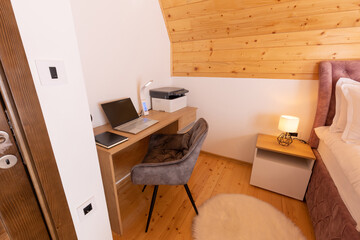 Interior of a working area, home office