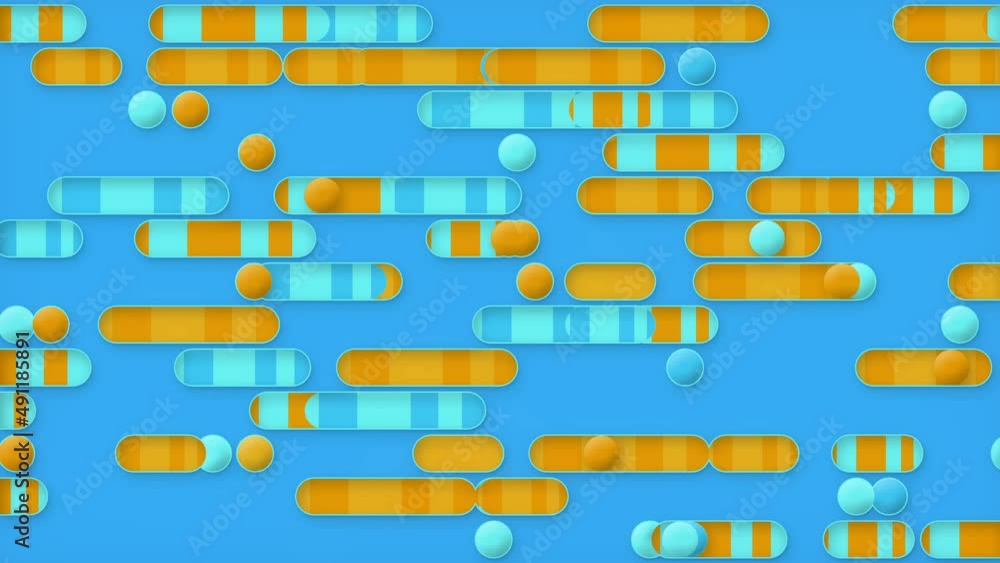 Aufkleber Movement pattern of colored geometric shapes with trendy gradient. 3d rendering background. Abstract minimal style. Template design. Digital seamless loop animation. 4K, Ultra HD resolution