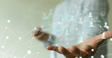 Abstract network of physical devices on the Internet using a network connection with statistics numbers 3d illustration