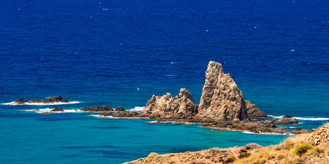 Las Sirenas Reef, Cala de las Sirenas, Cabo de Gata-Níjar Natural Park, UNESCO Biosphere Reserve, Hot Desert Climate Region, Almería, Andalucía, Spain, Europe