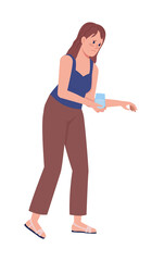 Lady holding glass of water semi flat color vector character. Standing figure. Full body person on white. Taking compassion simple cartoon style illustration for web graphic design and animation