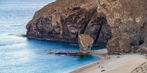 Beach of Los Muertos, Cabo de Gata-Níjar Natural Park, UNESCO Biosphere Reserve, Hot Desert Climate Region, Almería, Andalucía, Spain, Europe - obrazy, fototapety, plakaty