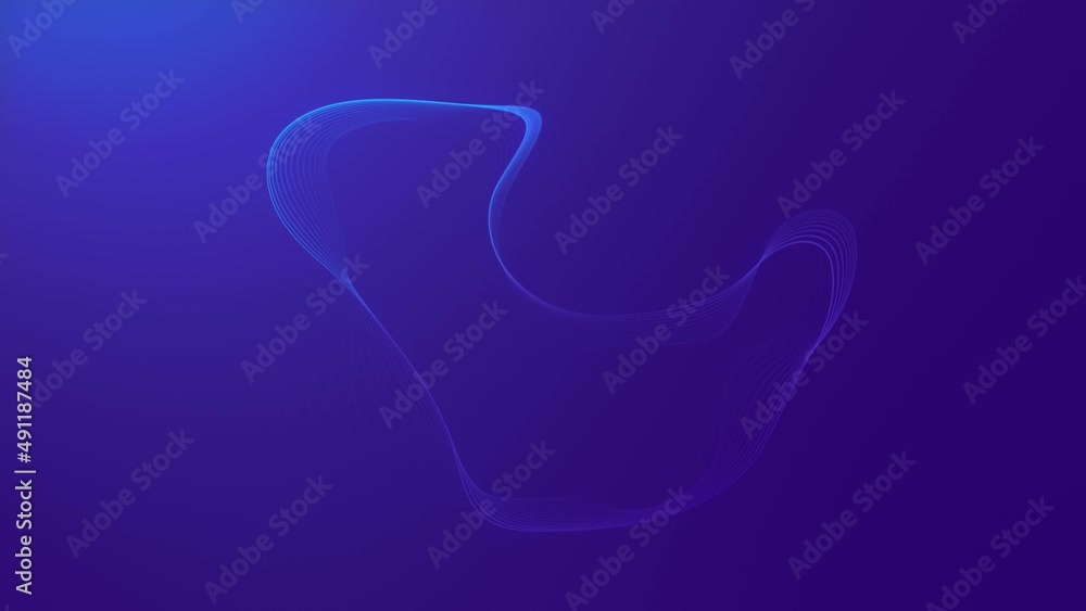 Aufkleber Movement of the contours of glowing distorted lines 3d rendering loop animation