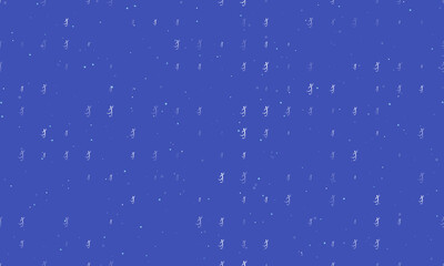 Seamless background pattern of evenly spaced white football soccer symbols of different sizes and opacity. Vector illustration on indigo background with stars