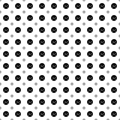 Square seamless background pattern from geometric shapes are different sizes and opacity. The pattern is evenly filled with big black depression symbols. Vector illustration on white background