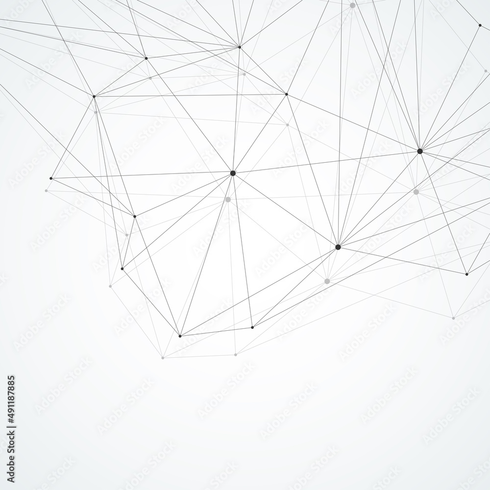 Aufkleber Abstract polygonal background with connected lines and dots. Minimalistic geometric pattern. Molecule structure and communication. Graphic plexus background. Science, medicine, technology concept.