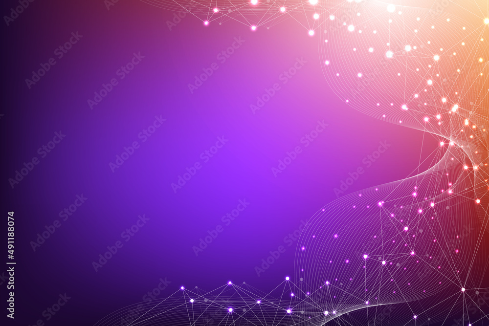 Aufkleber Big data visualization. Social network or business analytics representation. Abstract graphics. Futuristic infographic illustration.