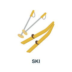Ski flat icon. Colored element sign from winter sport collection. Flat Ski icon sign for web design, infographics and more.