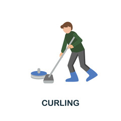 Curling flat icon. Colored element sign from winter sport collection. Flat Curling icon sign for web design, infographics and more.