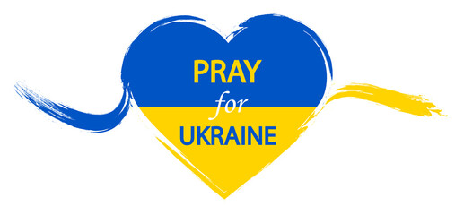 Pray For Ukraine.Ukraine flag icons in the shape of heart .Support Ukraine.Save Ukraine.Stop War.Pray.