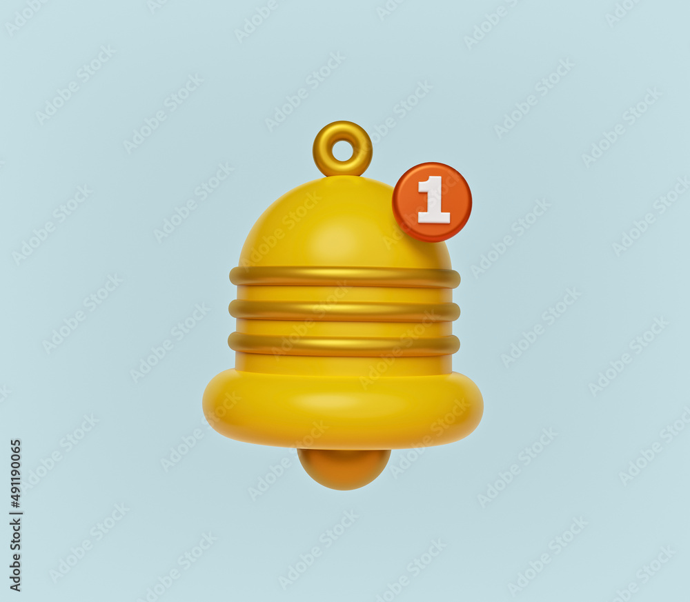 Poster modern simple notification bell icon isolated. one new notification concept. social media element. 3