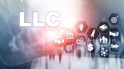 Limited Liability Company concept. Icons on virtual screen. Business Background