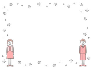 卒園式・入学式を迎えた子どもたち　フレーム　3色