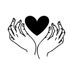 Heart in your hands. Icon hands love Realistic illustration. Vector illustration. Thanks for the help, symbol, sticker template. 