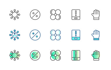 Medical and virus icons vector design, Corona or covid-19 concept. Line, flat, and filled outline sytle.