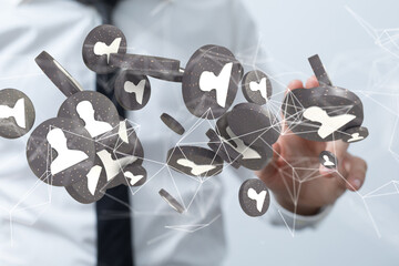 using social network connection 3D rendering
