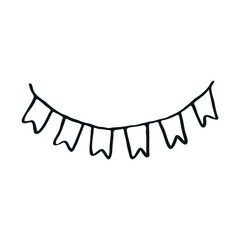 Garland logo icon sign Hand drawn sketch Flag symbol emblem doodle design Children's cute style Cartoon kids clipart for baby shower bedroom decor birthday party Fashion print for card flyer poster ad
