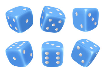Game dice. 3d cubes for gambling symbols of lucky random choice different risky playing dice with six sides decent vector pictures set