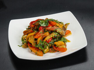 Stir-fried vegetables with herbs and sauce