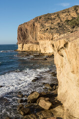 Cliffs of Cabo de Gata. Natural Park. Almeria. Andalusian coast. Travel. Tourism. Vacations 