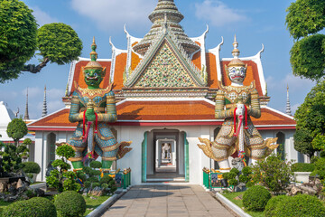 Statues at the Wat Arun Buddhist Temple in Bangkok