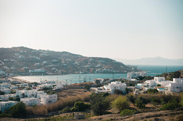 Mykonos cyclades island from Greece in the summer. Mykonos had gay clubs and sunrise parties long before rave culture was even invented. Its bohemian allure. Film vintage camera
