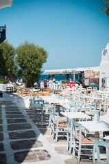 Sightings of Mykonos Island in Greece are of vivid whitewashed houses waterfront bar and restaurant...