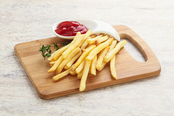 French fried potato over board