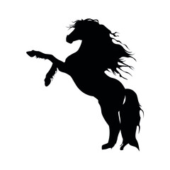 Vector black silhouette of horse, vector illustration, vectorized horse icon for print, stickers and websites.