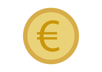 Icono de moneda de euro en fondo blanco.
