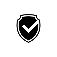 Shield with check mark icon isolated on white background