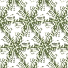 Naklejka na ściany i meble Christmas decorative pattern of green snowflakes