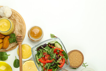 Concept of tasty food with sauce, space for text