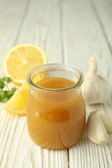 Concept of tasty food with sauce, close up