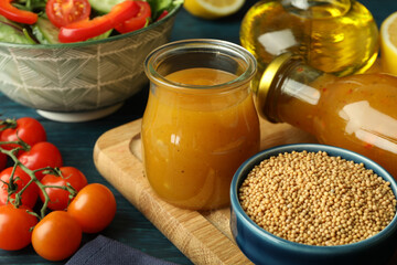 Concept of tasty food with sauce, close up