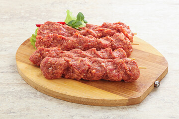 Raw beef kebab minced meat