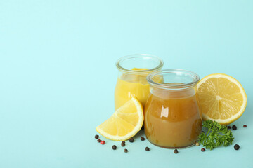 Concept of tasty food with sauce, space for text