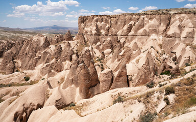 Rock formations of Cappadocia in Turkey with fabulous and desert landscape.