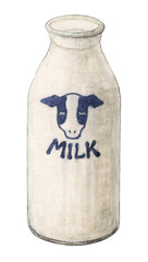 牛乳瓶　手描き