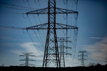 power lines in the morning