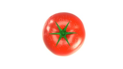 Tomate rouge aux formes parfaites. Vue de dessus. Rendu 3D