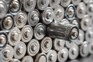 Obraz premium AA batteries background closeup view