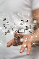 Futuristic in Industry 4.0 and business virtual diagram