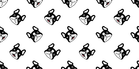 dog seamless pattern french bulldog vector puppy bone pet breed cartoon tile background repeat wallpaper doodle illustration design isolated