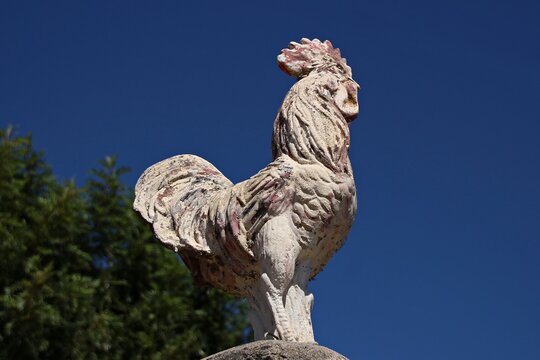 Italy, Lecce: Stone statue depicting the rooster, the symbol of Salento.